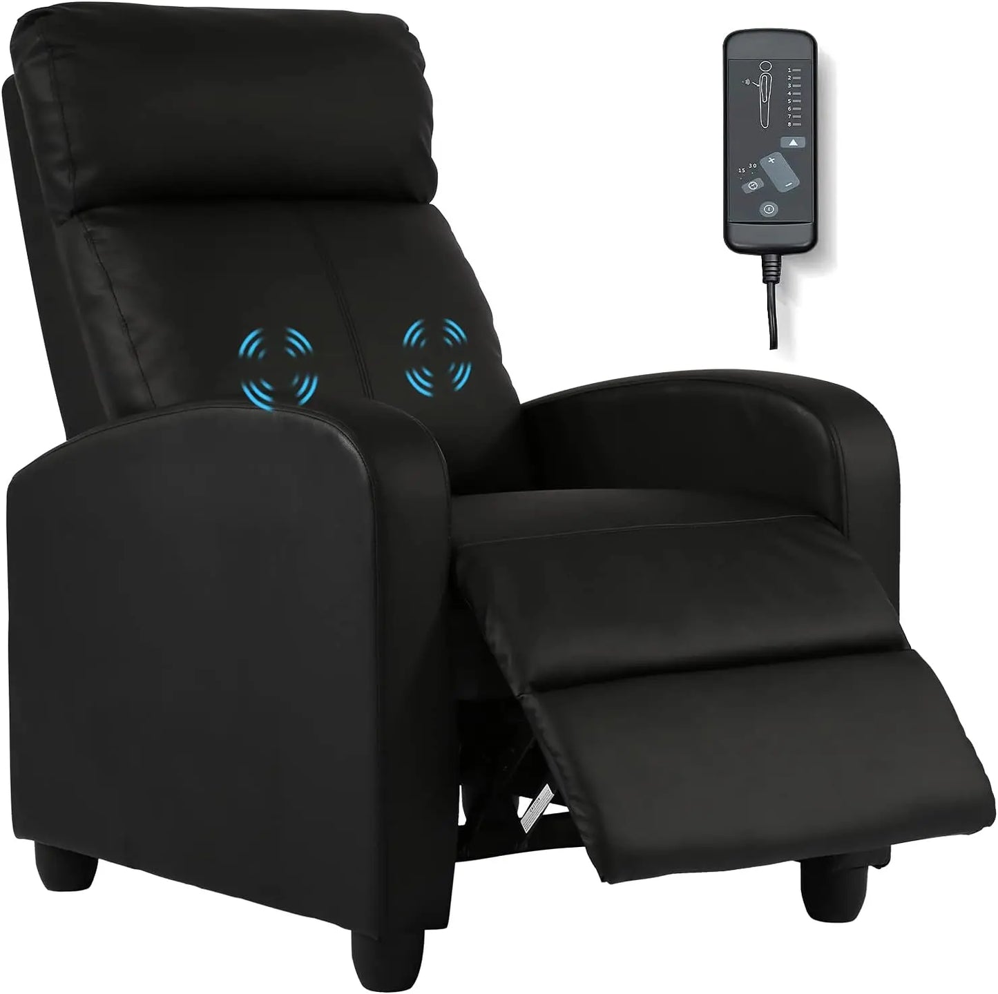 Massage Recliner Chair with Footrest Soft PU Leather Black