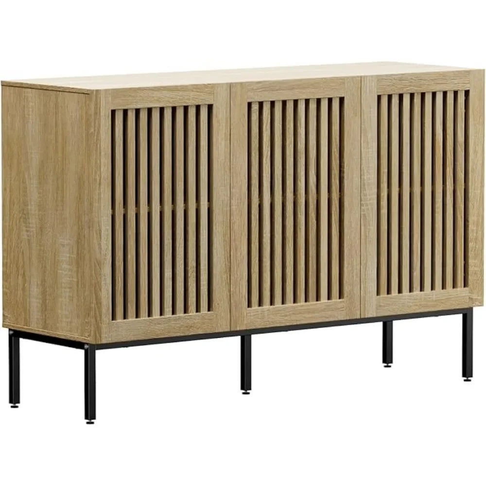 Farmhouse Console Table with Storage and Adjustable Shelves