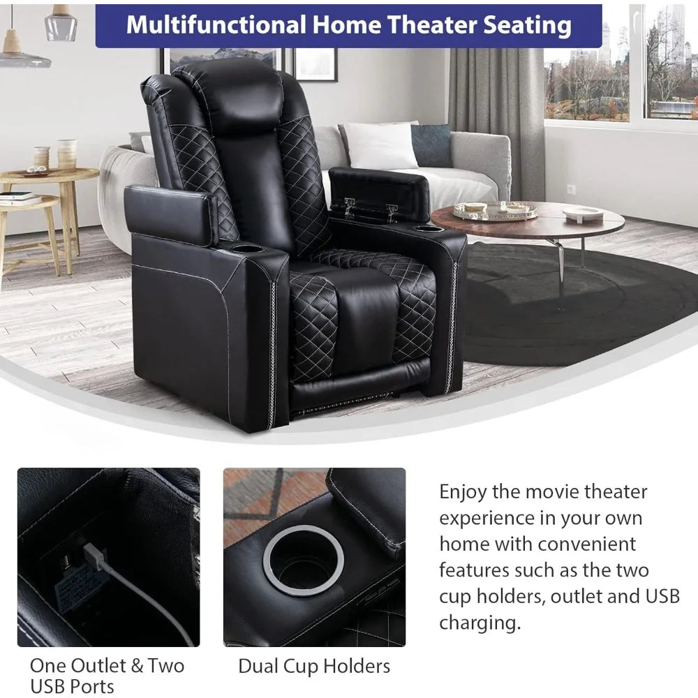 Electric Recliner Chair with USB Ports and Cup Holders