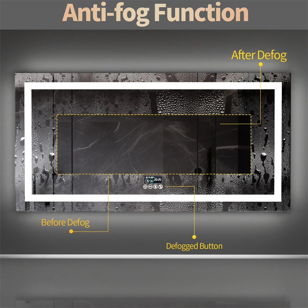 XXL Smart LED Vanity Mirror with Bluetooth and Anti Fog Technology