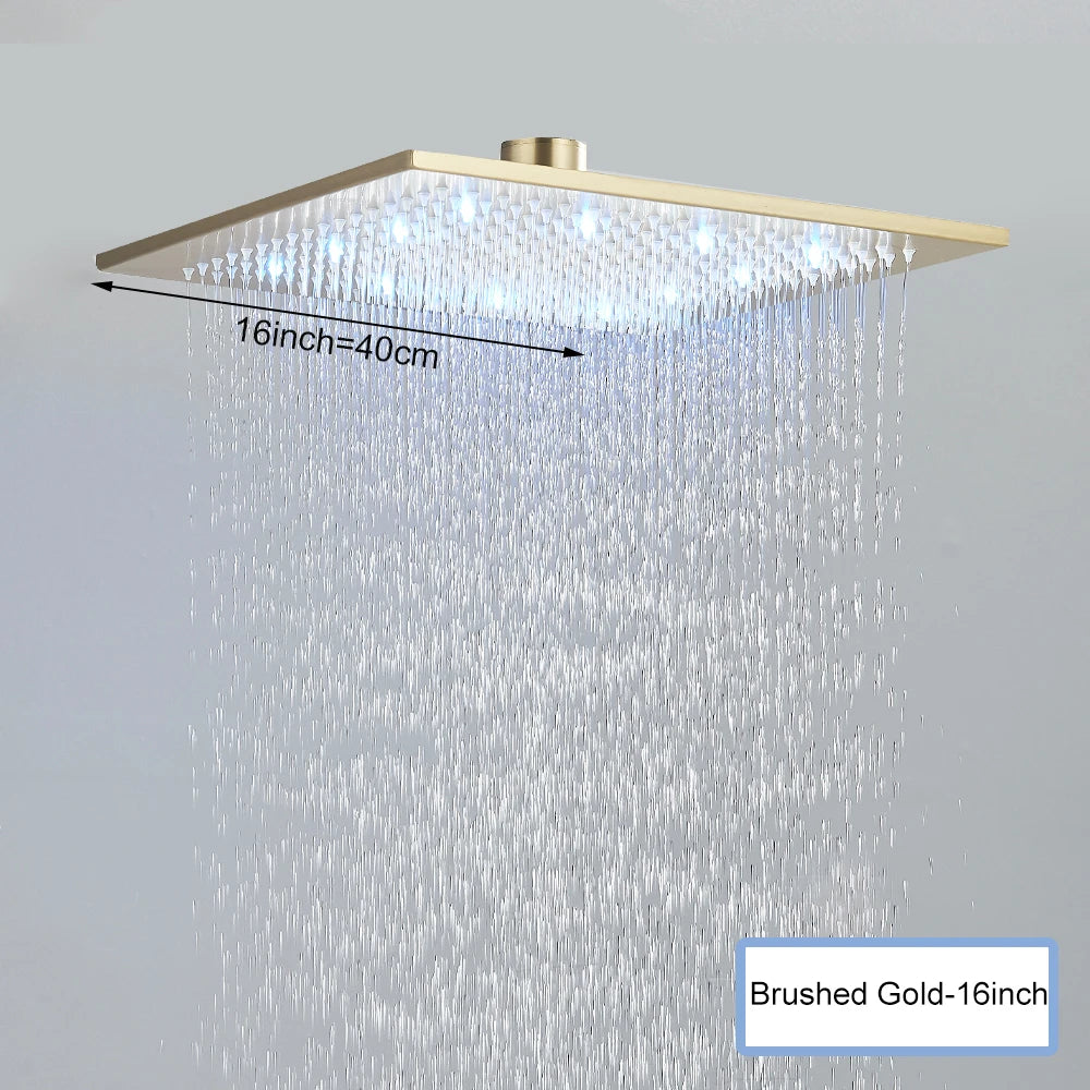 Black Intelligent Remote Control Rainfall Shower Head System