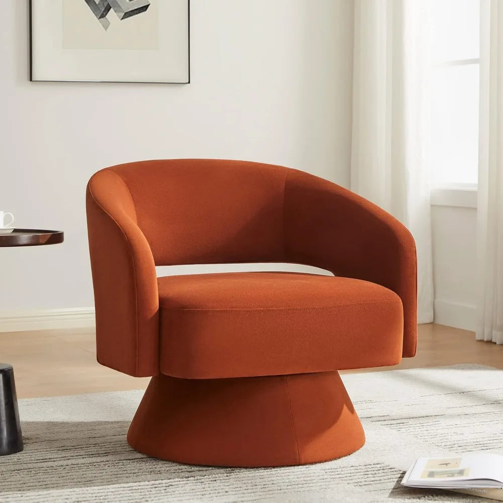 Burnt Orange Velvet Swivel Accent Chair for Living Room