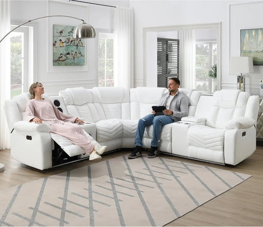 Power Couch Recliner Electric Leather Sofa with Bluetooth Speaker