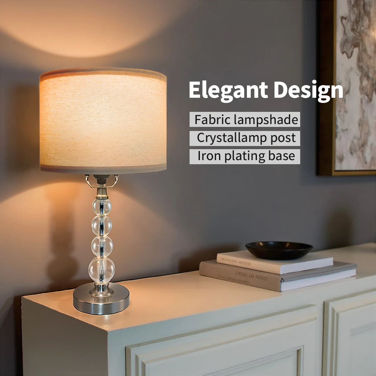 Modern Desk Lamp Set of Two with Linen Lampshade E26 Socket