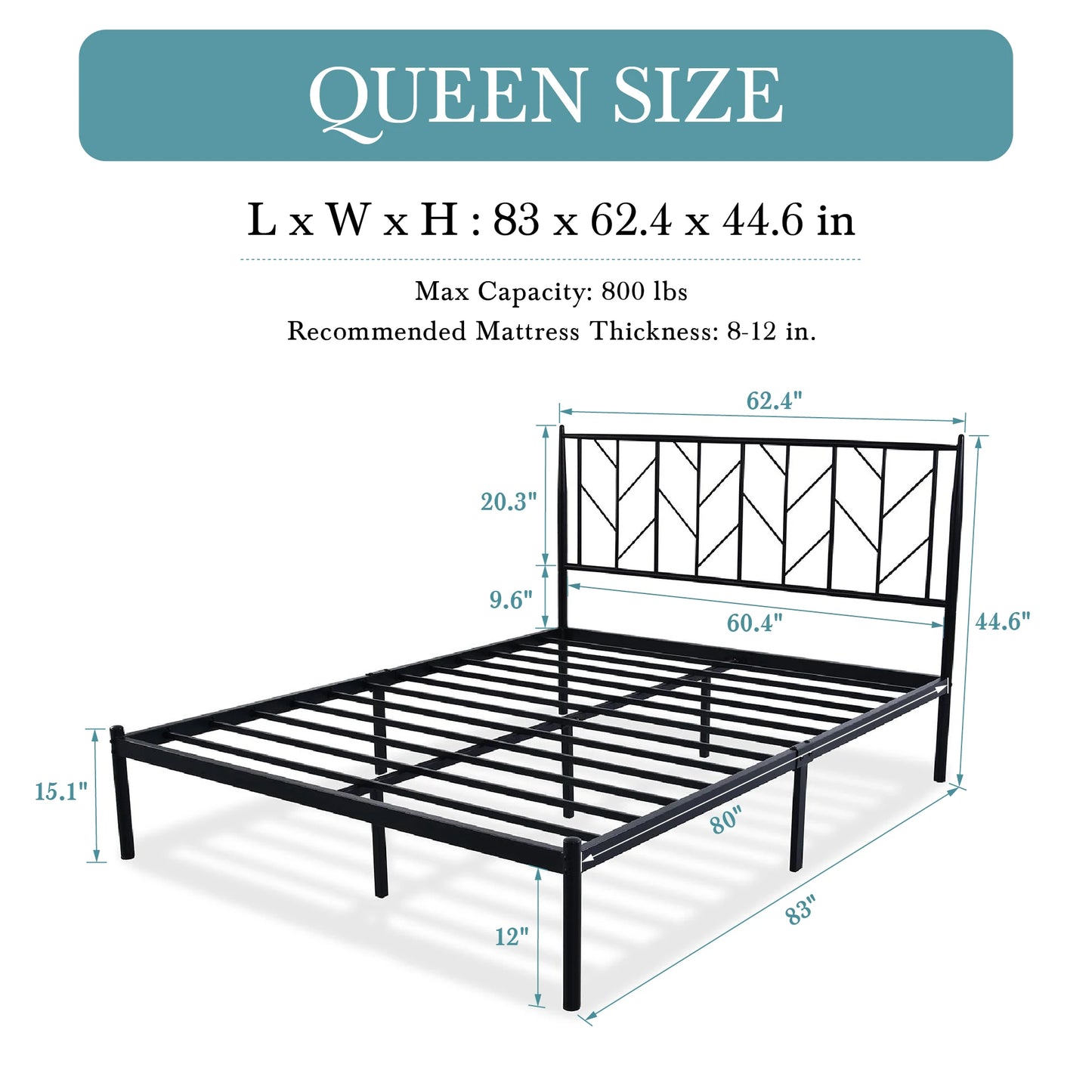 HOOMIC Metal Platform Bed Frame with Vintage Headboard and Storage