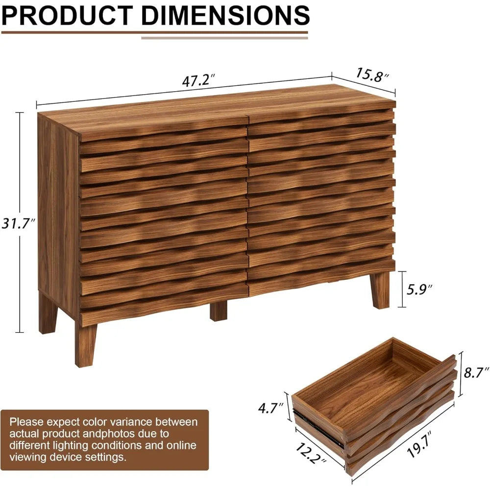 Mid Century Modern Solid Wood 6 Drawer Dresser for Bedroom